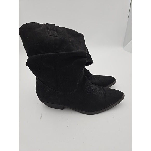 Style Co Short Cowgirl Black‎ Suede scrunch Western Boots Womens Sz 7.5 Dannaa - Picture 1 of 7